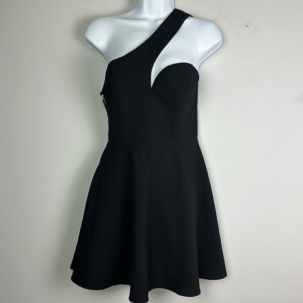 NBD X Naven Twins Back It Up Mini Dress Size S Black Lined One Shoulder Edgy - Picture 2 of 16